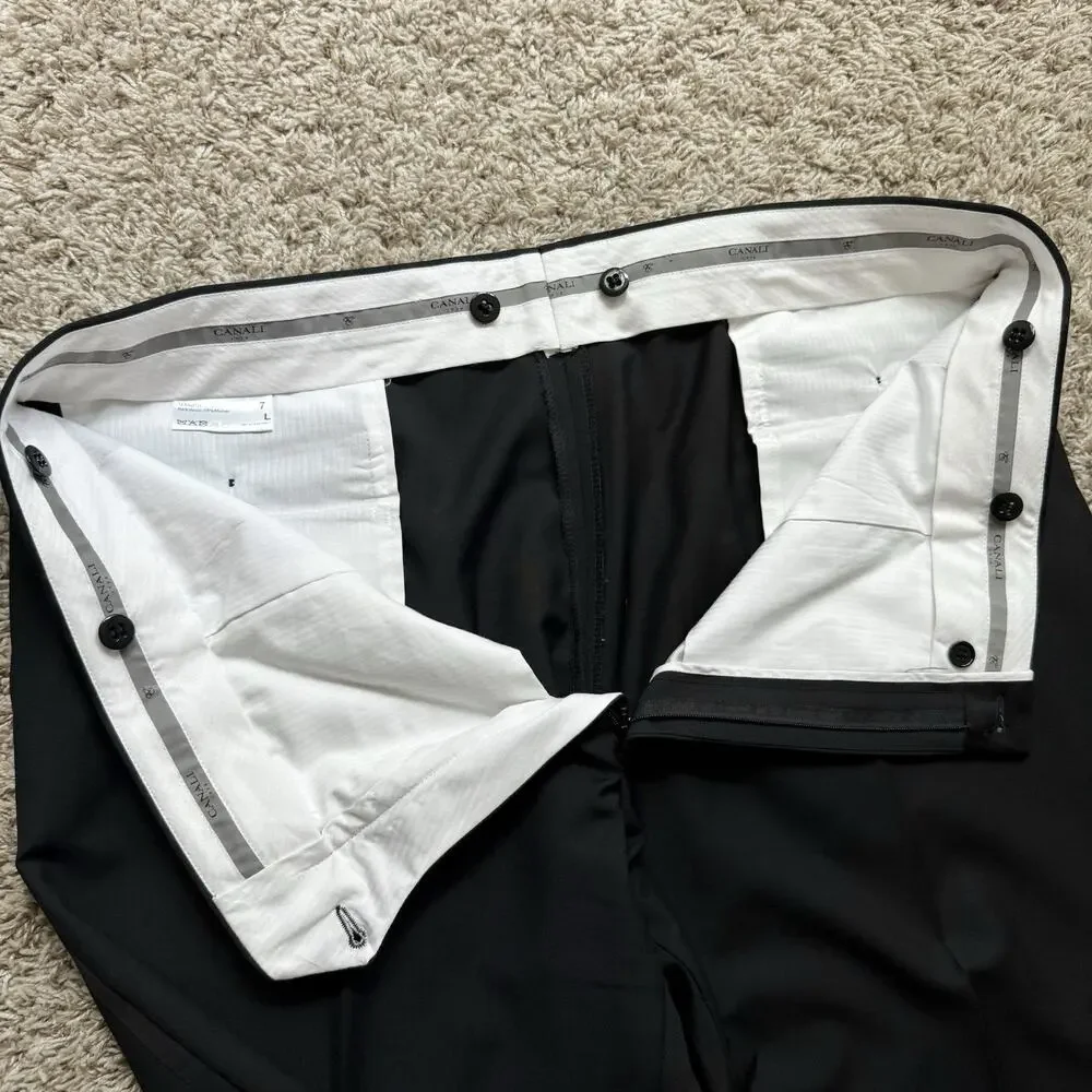 Canali Made In Italy Wool Mohair Travel Suit Black Men’s Size 48L Pants 42x33